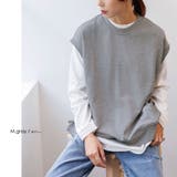杢グレー | 裏毛ポケット付ベスト バックスリット クルーネック | mili an deni