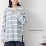 ワイドボーダー長袖Tシャツ ロンＴ ミドル丈 | mili an deni | 詳細画像13 