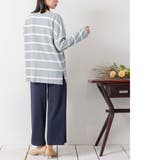 ワイドボーダー長袖Tシャツ ロンＴ ミドル丈 | mili an deni | 詳細画像16 