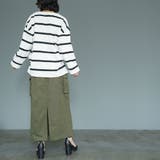 ワイドボーダー長袖Tシャツ ロンＴ ミドル丈 | mili an deni | 詳細画像20 