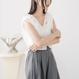 コードレースショートベスト サイドリボン Vネック | mili an deni | 詳細画像8 