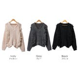 Vネックフリンジニットプルオーバー ケーブル編み Vネック | mili an deni | 詳細画像21 
