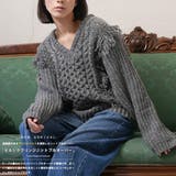 Vネックフリンジニットプルオーバー ケーブル編み Vネック | mili an deni | 詳細画像2 