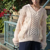 Vネックフリンジニットプルオーバー ケーブル編み Vネック | mili an deni | 詳細画像6 