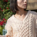 Vネックフリンジニットプルオーバー ケーブル編み Vネック | mili an deni | 詳細画像7 