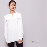 オフホワイト | レースセーラーカラーブラウス サイドスリット 長袖 | mili an deni