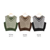 バイカラージャガードニットベスト チルデンニット Vネック | mili an deni | 詳細画像11 