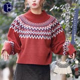 求心柄ジャガードニットプルオーバー ニット ドロップショルダー | mili an deni | 詳細画像1 