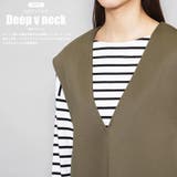 エステルポンチVネックオーバーベスト ノースリーブ 黒 | mili an deni | 詳細画像4 