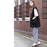 エステルポンチVネックオーバーベスト ノースリーブ 黒 | mili an deni | 詳細画像15 