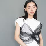 チュールリボンドッキングTシャツ ツイストリボン クルーネック | mili an deni | 詳細画像11 