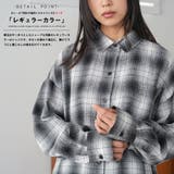 オーバーサイズチェックシャツ レギュラーカラー コットン裾ラウンド | mili an deni | 詳細画像4