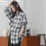 オーバーサイズチェックシャツ レギュラーカラー コットン裾ラウンド | mili an deni | 詳細画像8
