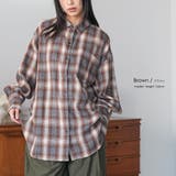 オーバーサイズチェックシャツ レギュラーカラー コットン裾ラウンド | mili an deni | 詳細画像12