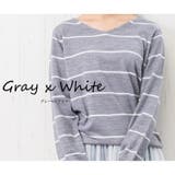 グレーxホワイト | Vネック セーター 長袖 | mili an deni