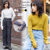 洗える ウォッシャブルリブニット指穴トップス クルーネック | mili an deni | 詳細画像1 