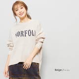 ベージュ | ロゴ入りニットトップス クルーネック ドロップショルダー | mili an deni