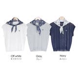 バンダナスカーフ付き半袖ニットトップス クルーネック シアートップス | mili an deni | 詳細画像21 