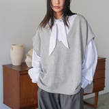 タイ付きストライプギャザーブラウス コットン ボウタイ付き | mili an deni | 詳細画像9 