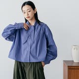 タイ付きストライプギャザーブラウス コットン ボウタイ付き | mili an deni | 詳細画像14 