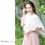 オフホワイト | フリル袖トップス シルクタッチメランジ ボートネック | mili an deni