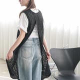 透かし編みニットベスト レディース ロング丈 | mili an deni | 詳細画像11 