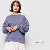 パープル | 裏起毛プルオーバー リブ袖 長袖 | mili an deni