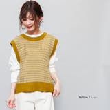 イエロー | ジャガードニットベスト クルーネック 黒 | mili an deni