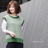 ピスタチオ | ジャガードニットベスト クルーネック 黒 | mili an deni