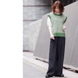 ジャガードニットベスト クルーネック 黒 | mili an deni | 詳細画像10 