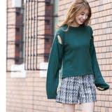 オープンショルダーニットプルオーバー ドロップショルダー クルーネック | mili an deni | 詳細画像7 