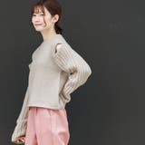 オープンショルダーニットプルオーバー ドロップショルダー クルーネック | mili an deni | 詳細画像9 