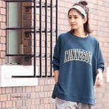 グリーン | カレッジロゴビッグスウェットPO クルーネック サイドスリット | mili an deni