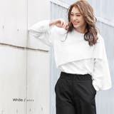 ホワイト | 綿100%レイヤード長袖Tシャツ ボリューム袖 袖コンシャス | mili an deni