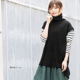 ブラック | カシミヤタッチオーバーサイズタートルネックベスト サイドスリット ノースリーブ | mili an deni