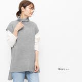 グレー | カシミヤタッチオーバーサイズタートルネックベスト サイドスリット ノースリーブ | mili an deni