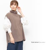 ダークブラウン | カシミヤタッチオーバーサイズタートルネックベスト サイドスリット ノースリーブ | mili an deni