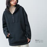 ブラック | ハーフジッププルオーバー フード プルオーバー | mili an deni