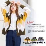 マルチアーガイルオーバーカーディガン Vネック ドロップショルダー | mili an deni | 詳細画像2