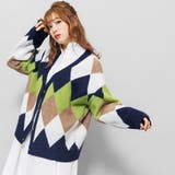 マルチアーガイルオーバーカーディガン Vネック ドロップショルダー | mili an deni | 詳細画像5