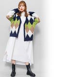 マルチアーガイルオーバーカーディガン Vネック ドロップショルダー | mili an deni | 詳細画像6