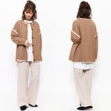 配色リンキング両A面カーディガン クルーネックドロップショルダー 長袖 | mili an deni | 詳細画像11