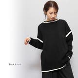 ブラックxアイボリー | 配色リンキング両A面カーディガン クルーネックドロップショルダー 長袖 | mili an deni