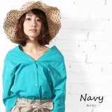 ネイビー | ストローハット つば広 帽子 雑貨 F レディース 夏 ミリアンデニ | mili an deni