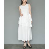 オフホワイト | ノースリフリルワンピース ななめフリル ノースリーブ | mili an deni