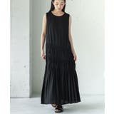 ブラック | アシンメトリー シャーリング ワンピース | mili an deni