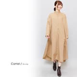 キャメル | フレアシャツワンピース スタンドカラー バックタック | mili an deni