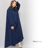 ネイビー | フレアシャツワンピース スタンドカラー バックタック | mili an deni