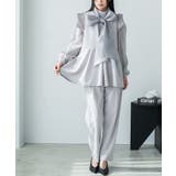 グレー | リボンタイ セットアップ レディース | mili an deni