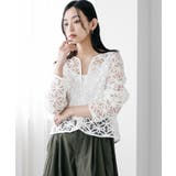 オフホワイト | レディース コードレースノーカラージャケット フラワーモチーフ | mili an deni